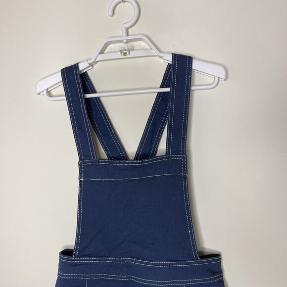 MODCLOTH Women's Blue Pinafore Overall Bib Dress Large Pockets Sz 6 NEW - Picture 2 of 7